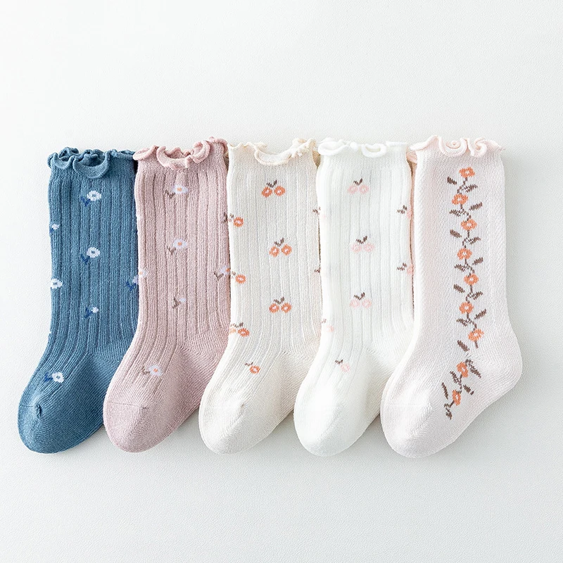 

Newborn Baby Girl Socks New Kids Ruffled Knee High Socks Toddler Soft Cotton Spring Autumn Children Princess Long Socks