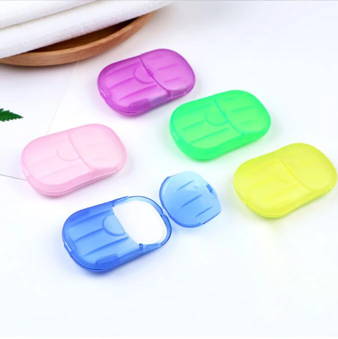 100pcs outdoor travel soap paper Portable Cute Boxed Paper Soap Mini High Quality Scented Soap Slice Outdoor Travel Supplies