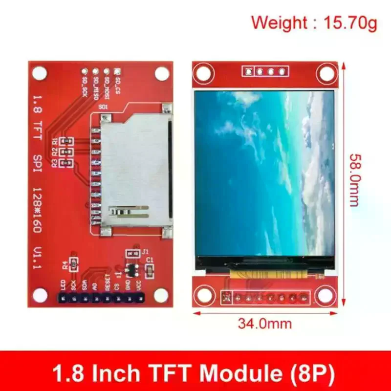 1.8 Inch TFT LCD Module LCD Screen Module ST7735 SPI Serial 51 Drivers 4 IO Driver TFT Resolution 128*160 For Arduino