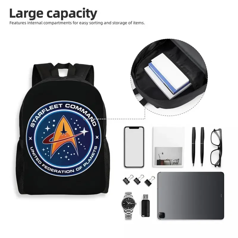 Star Trek mochilas personalizadas para hombres y mujeres, bolsa de libros para estudiantes universitarios, se adapta a computadora portátil de 15 pulgadas, bolsas de la serie de TV de ciencia ficción