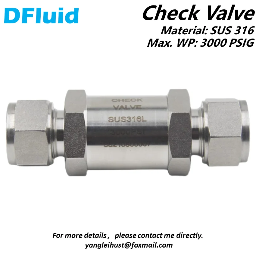 Stainless Steel 316 CHECK VALVE 3000 psig Non-return One-way 1/4