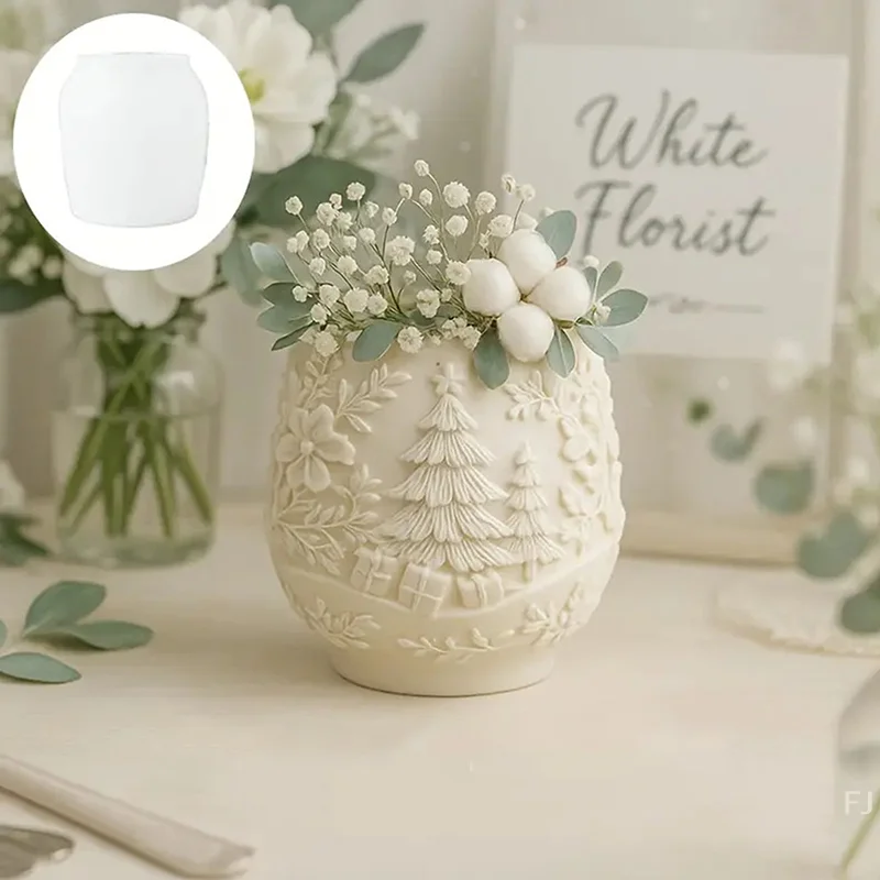 [YU] Grote kerst siliconen mal, geschikt voor het maken van bloempotten, kaarsen, opbergdozen - niet-plakkerige zachte herbruikbare doe-het-zelf mal