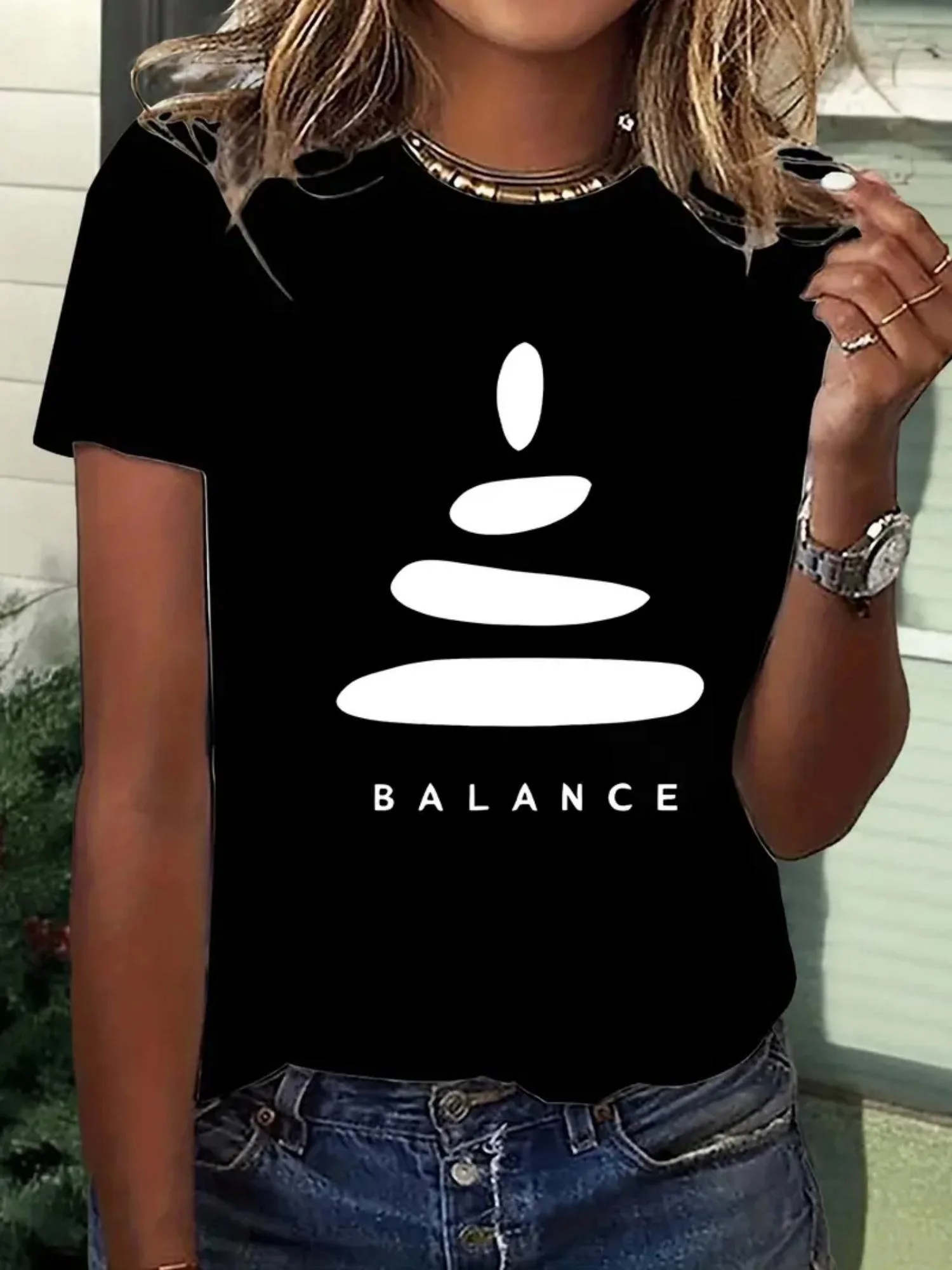 Womens Balance Meditation Yoga TShirt Casual Top