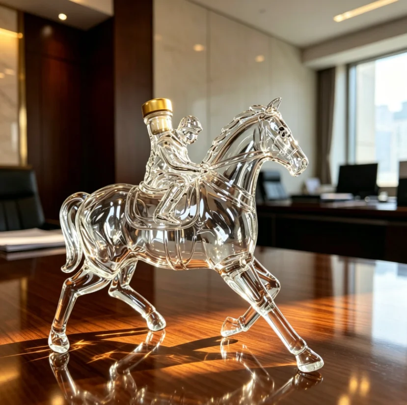 High Borosilicate Horse Rider Glass Liquor Bottle Decorative Decanter For Whiskey Brandy Wine Pub Party Tabletop Ornament