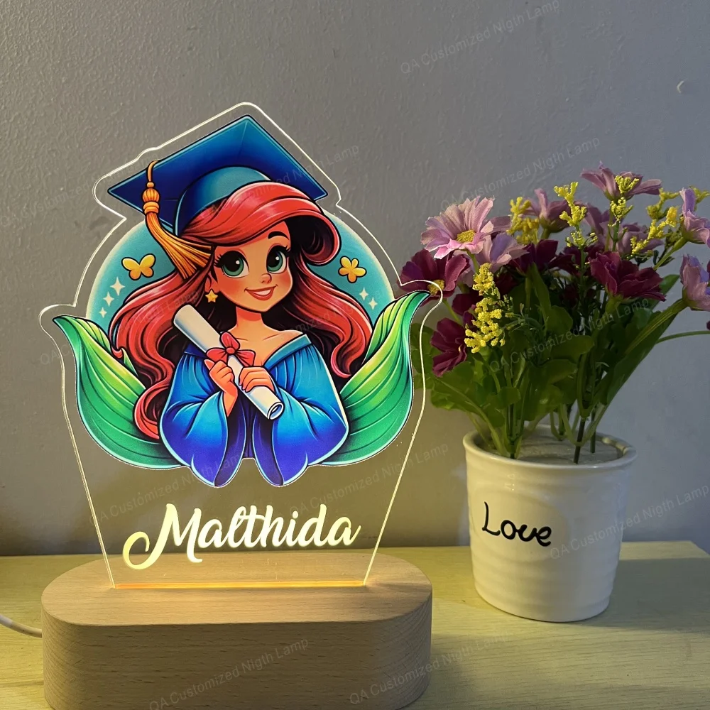 Spersonalizowana akrylowa lampka nocna dla dzieci Księżniczka Lampka do sypialni Nazwa klienta Lampka Prezent urodzinowy Lampka do pokoju dziecięcego Prezent na Boże Narodzenie