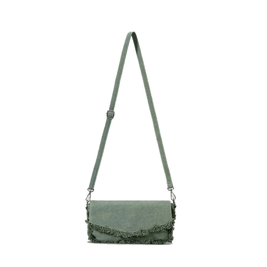 Imagem -05 - Mabula-ruffled Capa Messenger Bolsa para Mulheres Candy Green Ruched Canvas Bolsa de Ombro das Axilas Chic Flap Handbag