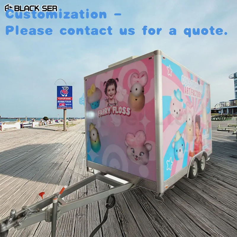 custom.Blackser Food Truck Trailers Us Standards Outdoor Mobile Kitchen Coffee Truck Selling Cotton Candy