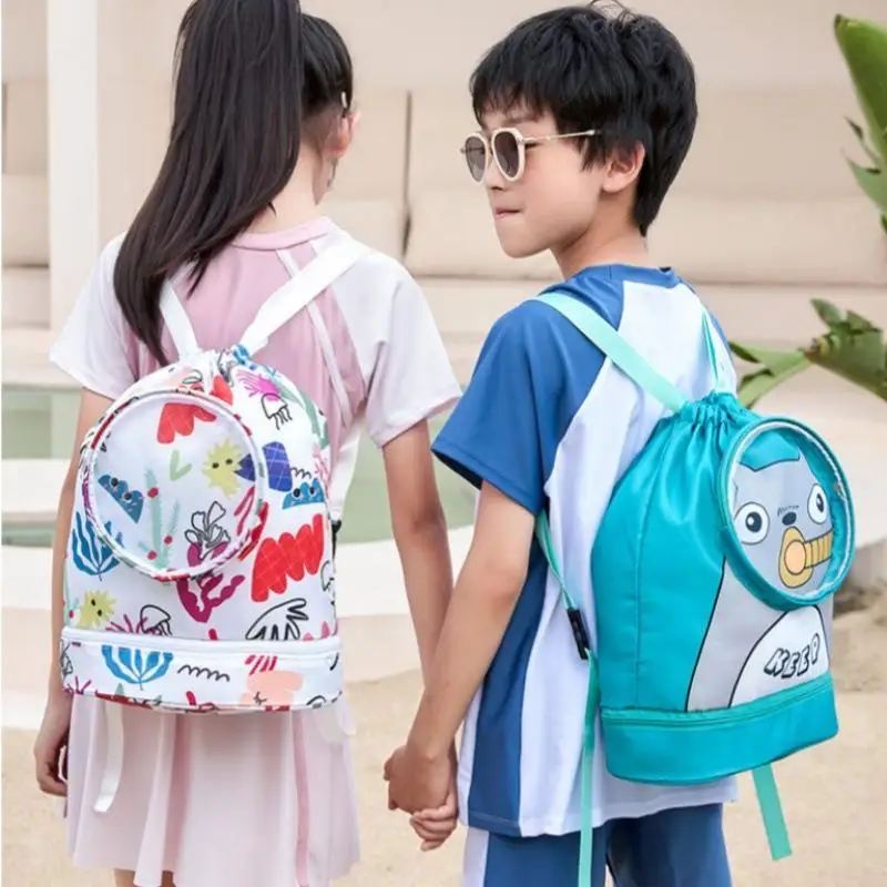 

Children's Swimming Dry Wet Bag Double Shoulder Bag Lightweight Travel Backpack Water Play Equipment Storage Bag Clothes Stor...