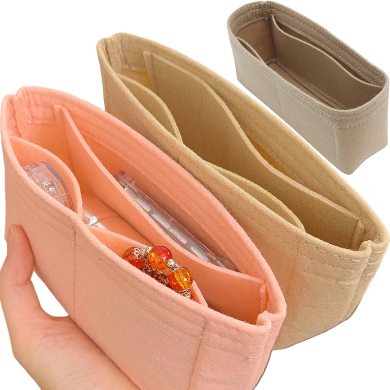 

Simple Solid Colors Affordable Felt Tote Bag Inner Liner Pocket Small Handbag Support Separation Storage Bag Accessories Hotsale