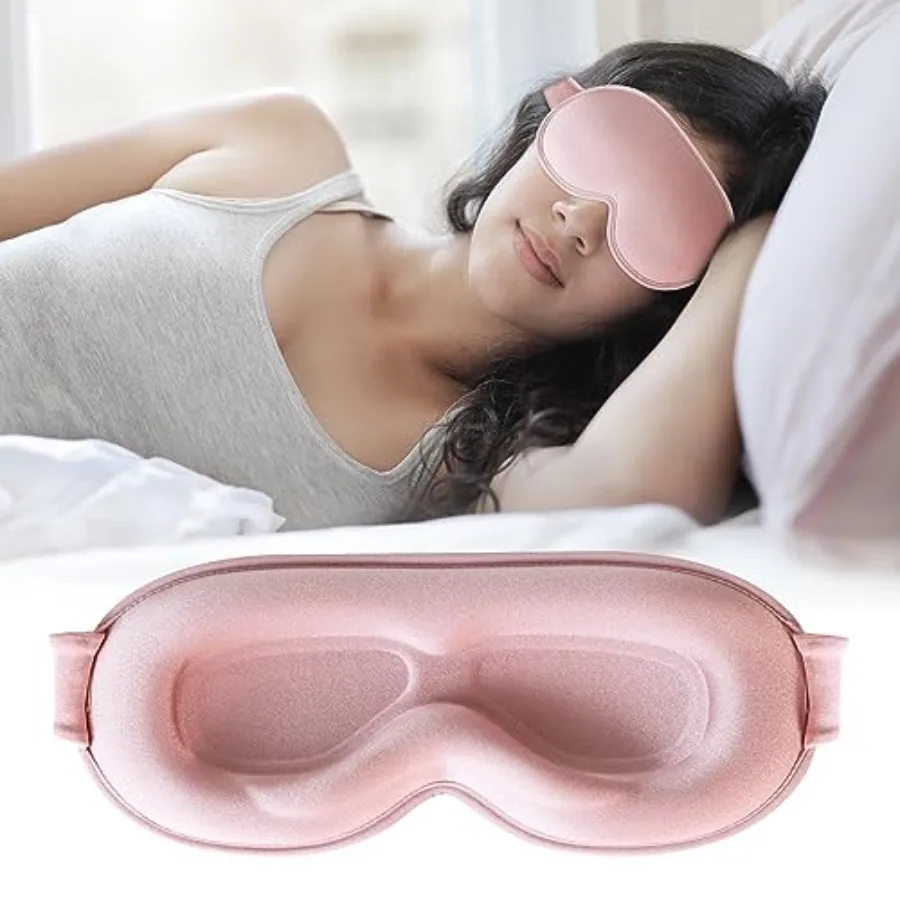 

Sleep Mask, Upgraded 3D Deep Contoured Eye Mask for Sleeping, No Pressure Eye Covers 99% Block Out Light Eye Mask with Adjustab