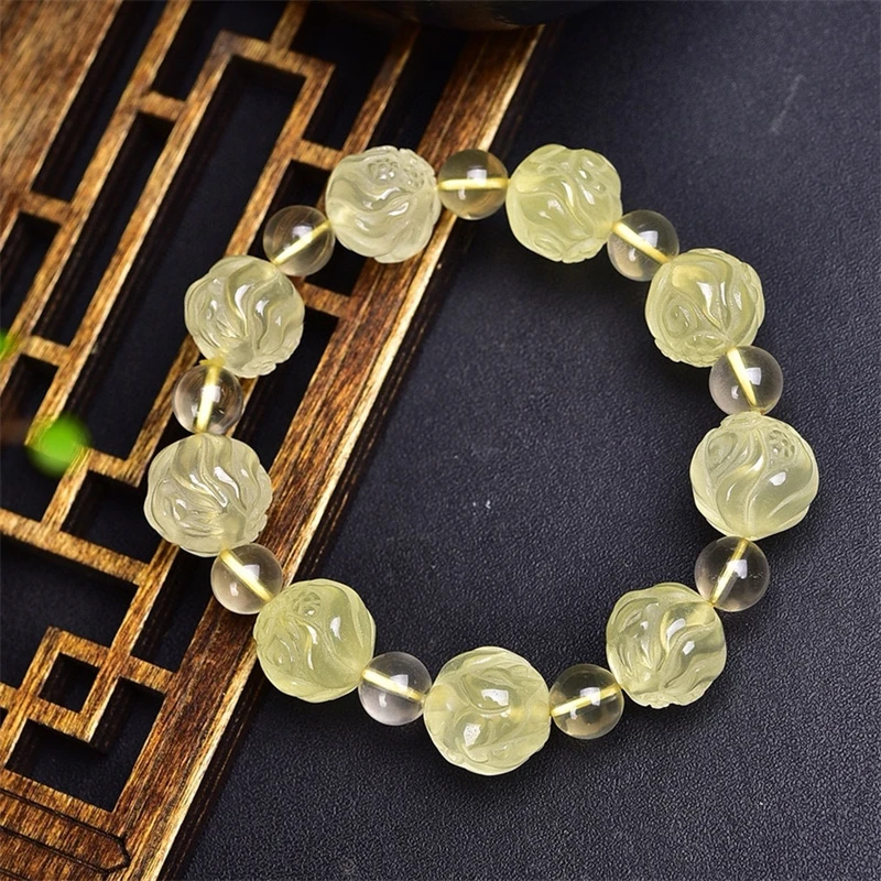 Natural Citrine Fox Fairy Bead Bracelet For Women Men Love Gift Crystal Beads Strands Jewelry Gift 1PCS