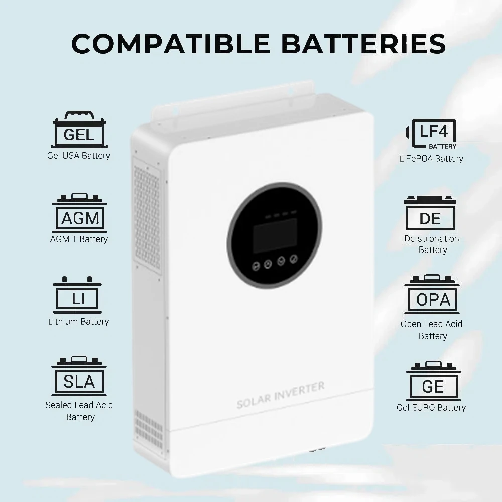 Inversores solares híbridos 12V 24V 48VDC onda sinusoidal pura 6.2KW 4KW potencia 220VAC fuera de la red inversor fotovoltaico MPPT 80A 450V PV