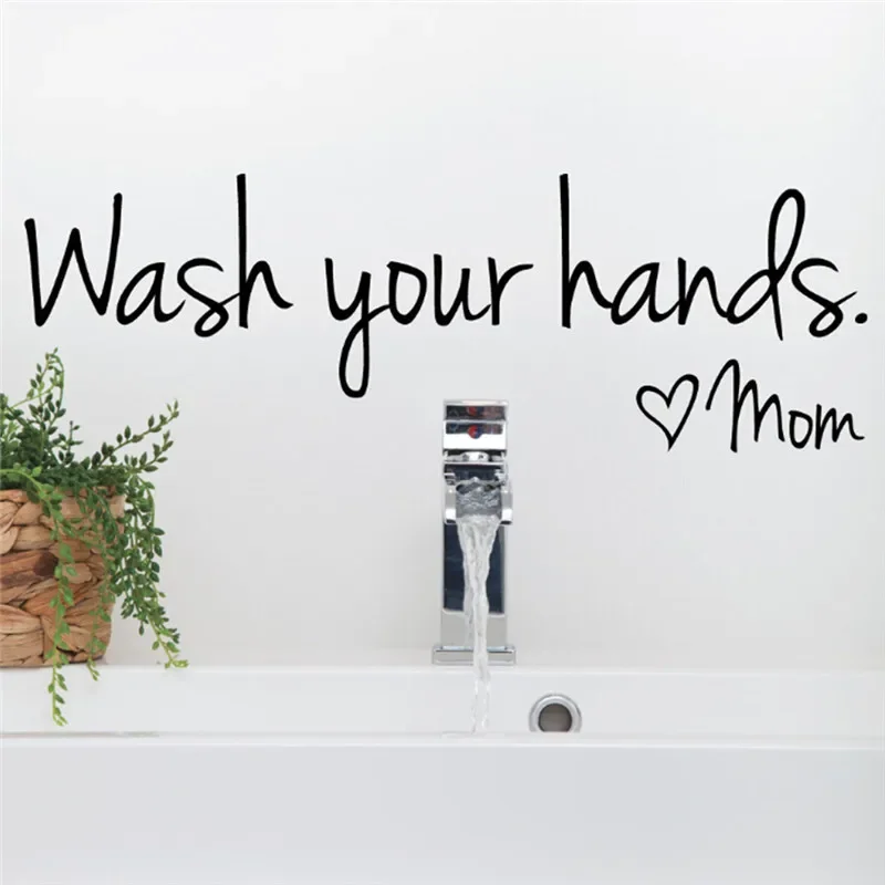 Toilet Bathroom Wall Sticker Waterproof Art Vinyl Decal Bathroom Wall Decor Bathroom Decoration Wall Poster Wash Your Hands Mom