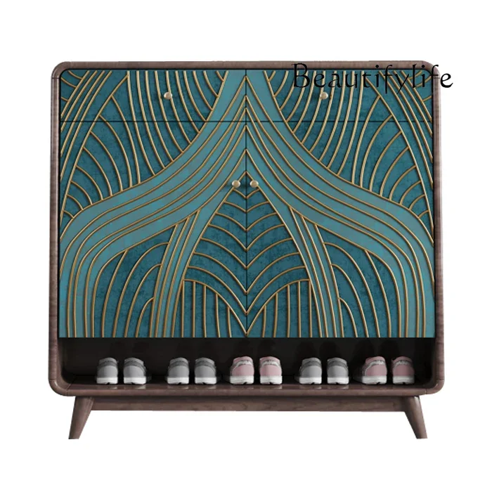 

Light luxury solid wood shoe cabinet Home storage porch cabinet Multifunctional American living room integrated locker