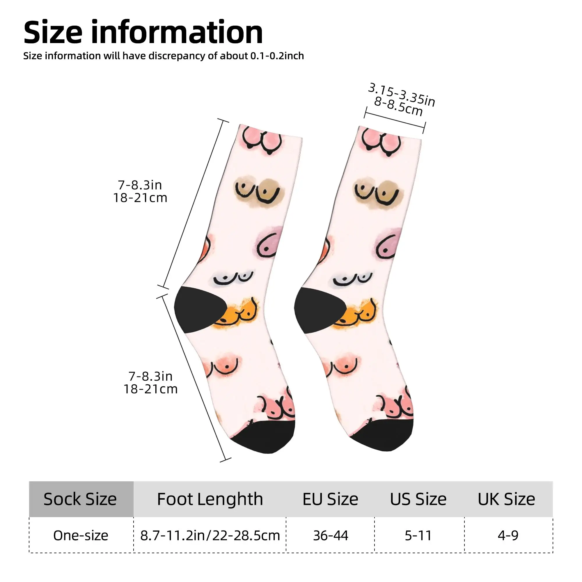 Adults Men Socks Boobies Watercolor Print  Stockings Spring Fashion Warm Soft Socks Design Cycling Non Slip Socks