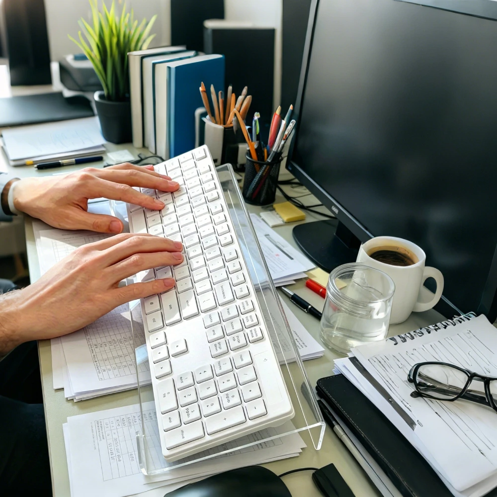 

Acrylic Keyboard Stand,Compact Desk Riser for Keyboard & Mini PC, Durable Plastic,Space-Saving Design for Modern Workspace