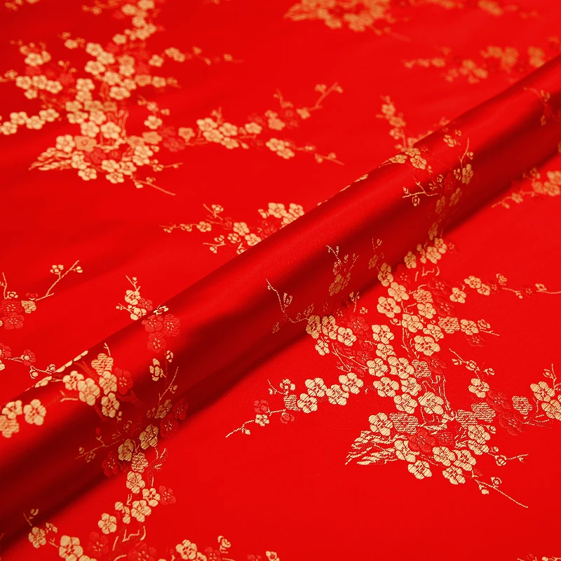 Jacquard brocade flower fabrics Brocade silk fabric material for sewing cheongsam and kimono clothing fabric