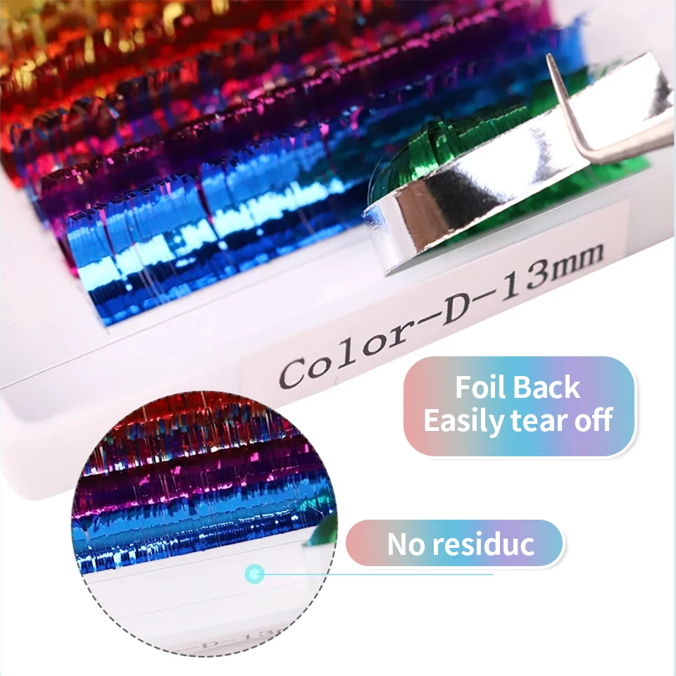 New Individual Shiny Colorful Eyelash Extension Tinsel Holographic Lash Makeup Mix Color Glitter Spike Tinsel Eyelash Extensions