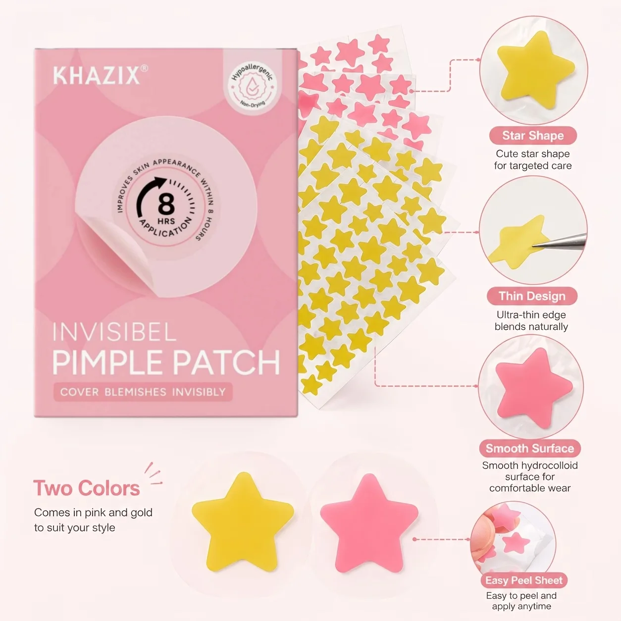 240pcs Colored Patches - Mild And Non-Irritating Spot Stickers for Covering Zits And Blemishes - Invisible Patch for Face Skin C
