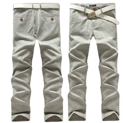 Cotton Linen Pants For Men Male Jeans Summer New Straight Trousers Man Oversize Business Fashion Casual Korean Luxury Clothing