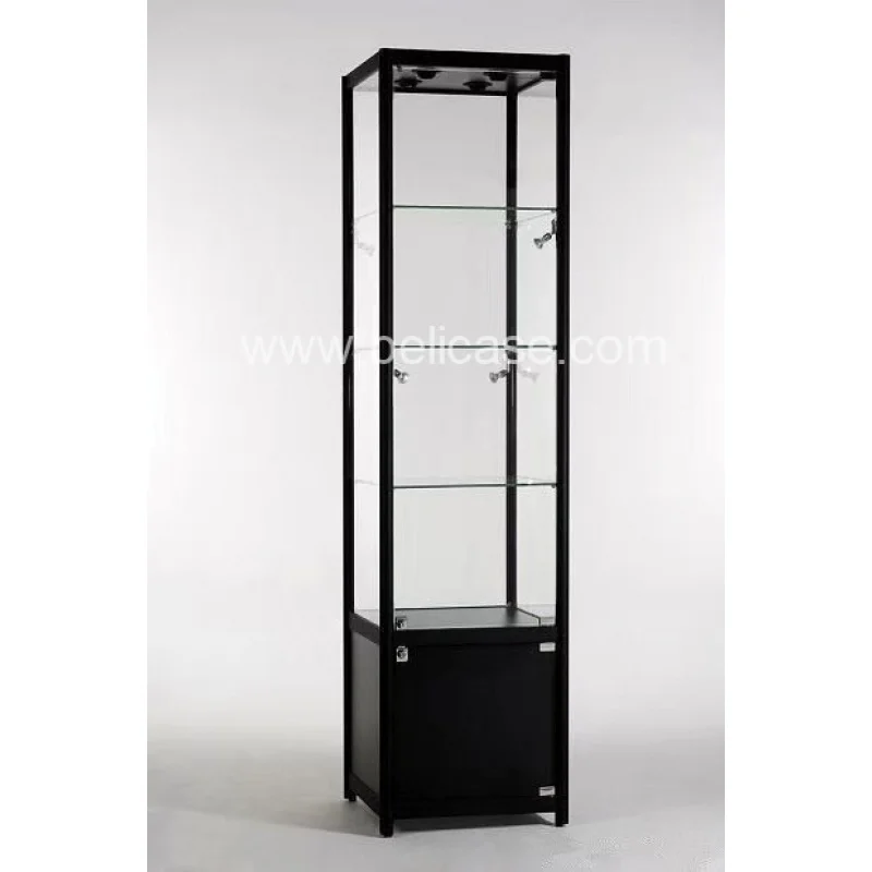 Customized-Fashionable Wooden Display Showcase LED Light Glass Display Cabinet Floor Display Stands Shop