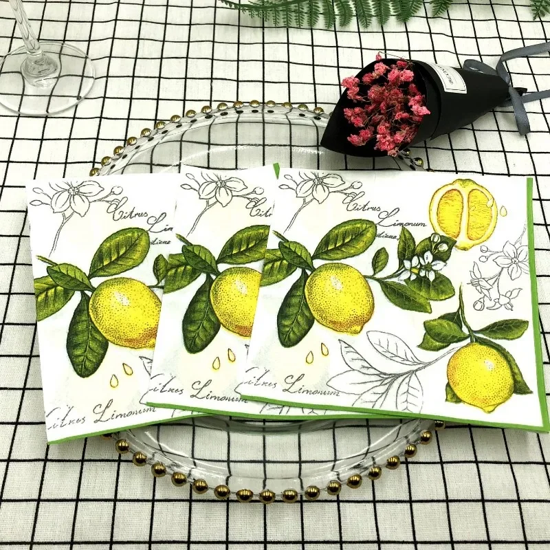 10/20pcs 33*33cm 2-Ply Colourful Wood Pulp Napkins Lemon Style Party Decoration Paper Placemats Butterfly Bart Paper