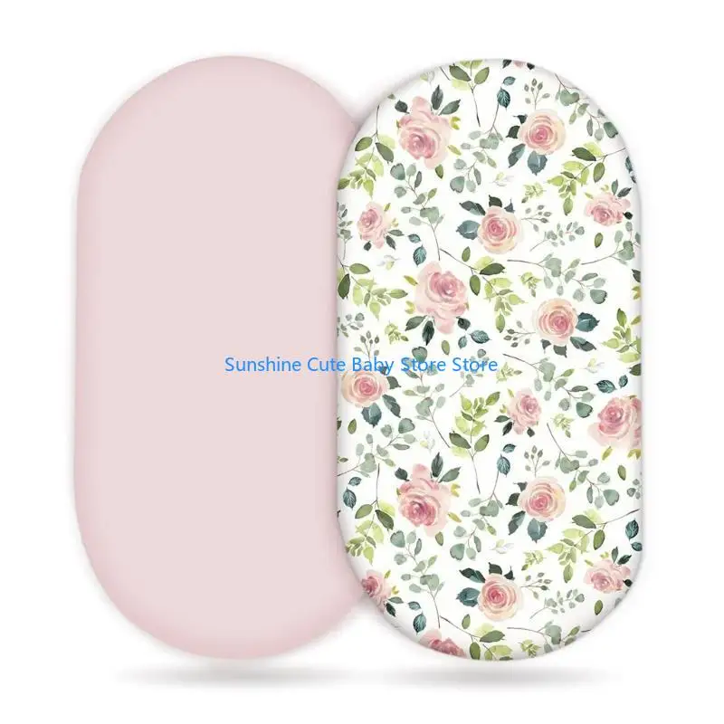 C5AF Pack of 2pcs Breathable Baby Bassinet Sheets Removable Cribs Fitted Bassinet Sheet Changing Mat Cover for Newborn Infant