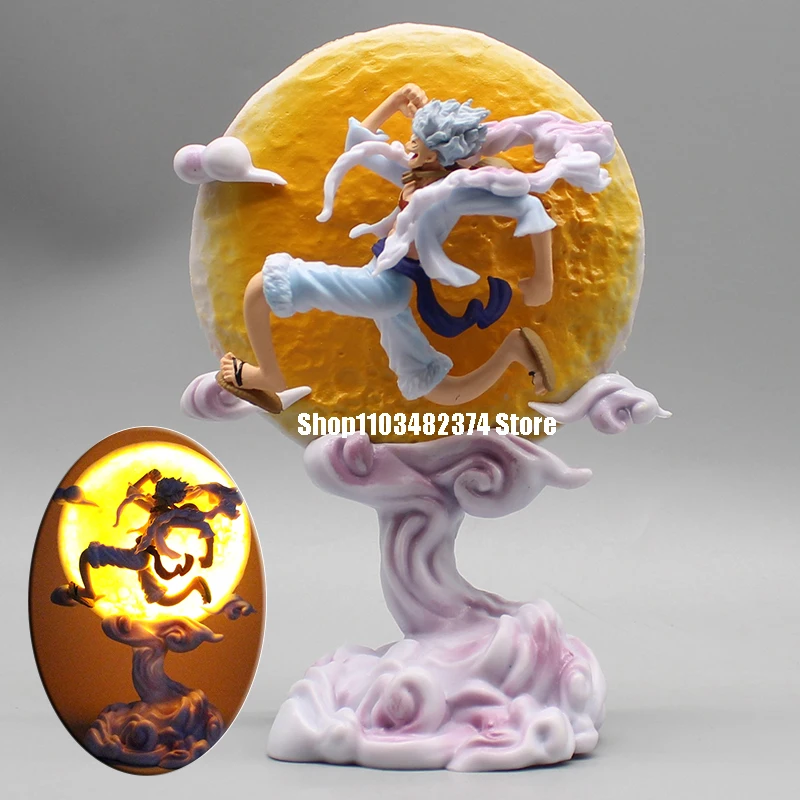 

16cm Anime ONE PIECE Figurine Moon Fairy Nika Luffy Figure Gear 5 Luffy Action Figures with Moon Light Model Pvc Collection Toy