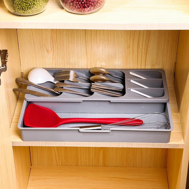 Kitchen Silverware Utensil Cutlery Drawer Organizer, Expandable Adjustable Flatware Spoon Fork Storage Tray for Kitchen Gadgets