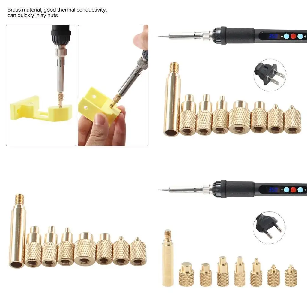 

652F Heat Insert Nut Iron Tip M 2-8 Internal Thread Head Embedded for 3D Printers Soldering Iron