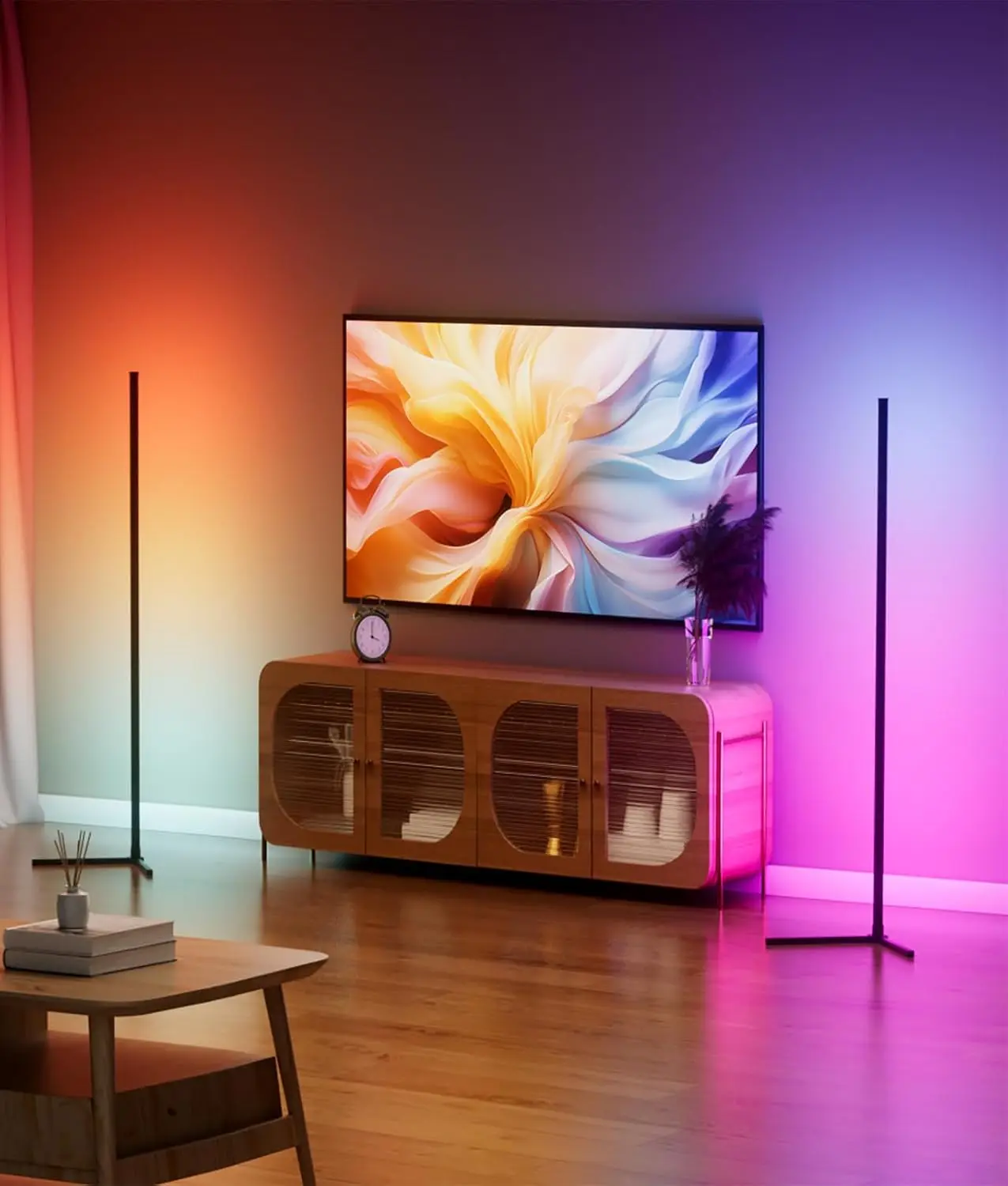 

2 Pack Corner Floor Lamp,65" RGB LED Ambient Lighting with Music Sync-App and Remote Control for Bedroom,Living Room,Gaming Room