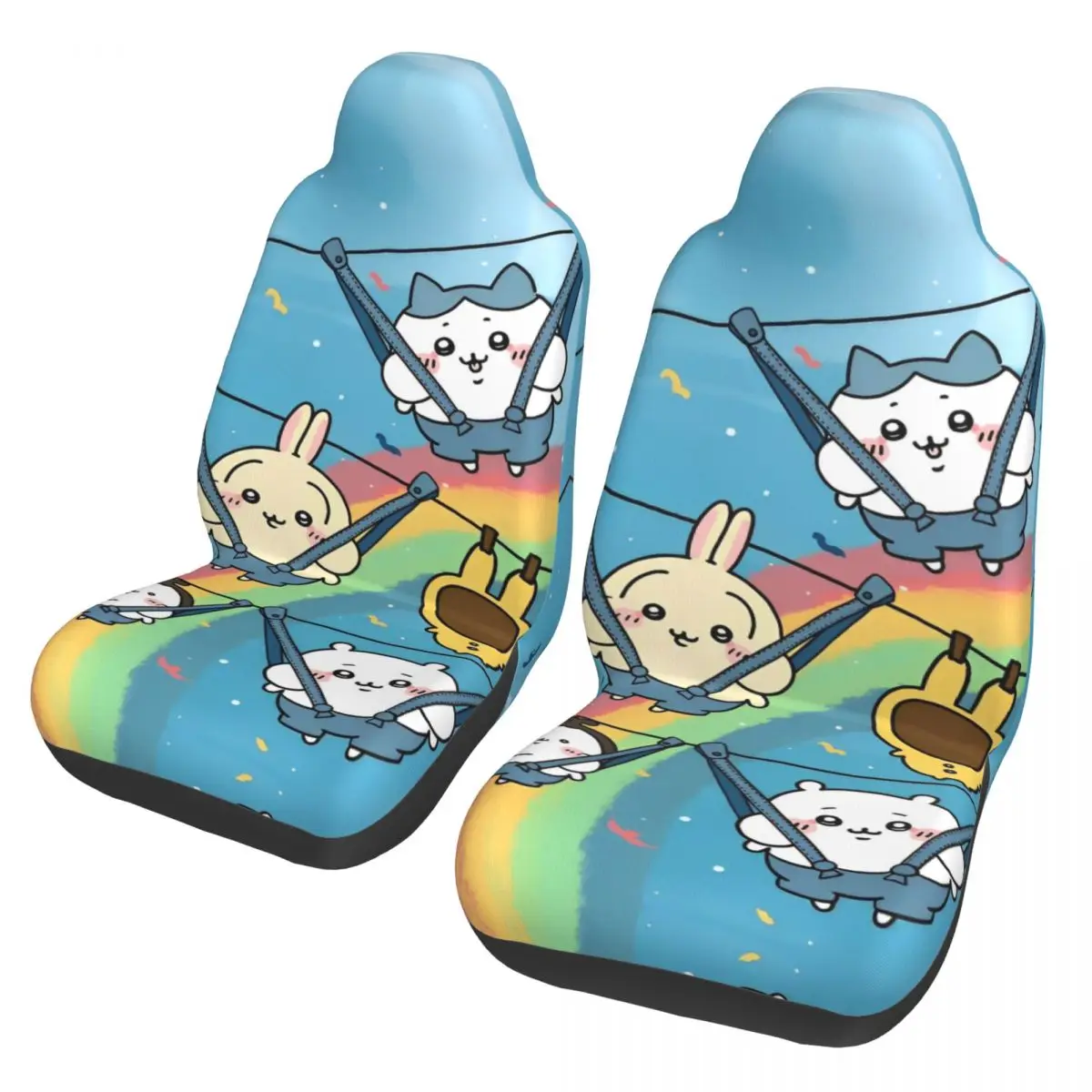 

Chiikawa Kawaii Cartoon Funny 2 Front Car Seat Covers for Cars Truck Sedan SUV Flexible Automotive Seats Cover