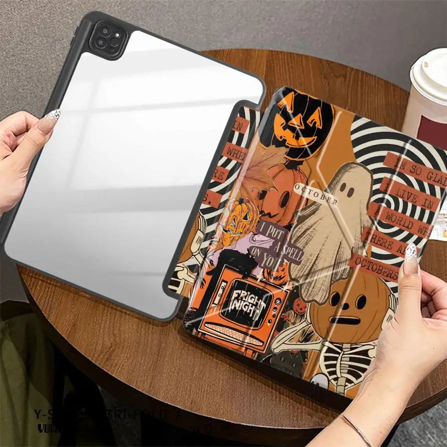 Tablet Case For iPad Air 8 M2 M3 3 11th Mini 7 6 5 10th Gen Pro M4 13 2025 2026 9th 12th With Pen Slot Cover Pumpkin Doll 5