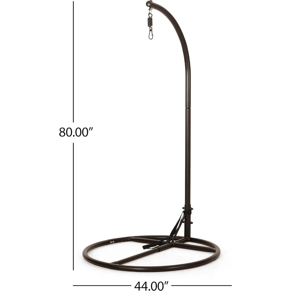 Geconstrueerd met duurzaam zwartbruin kunstrieten en een stevig ijzeren frame, het is gemakkelijk te onderhouden en gebouwd om mee te gaan, hangmatten