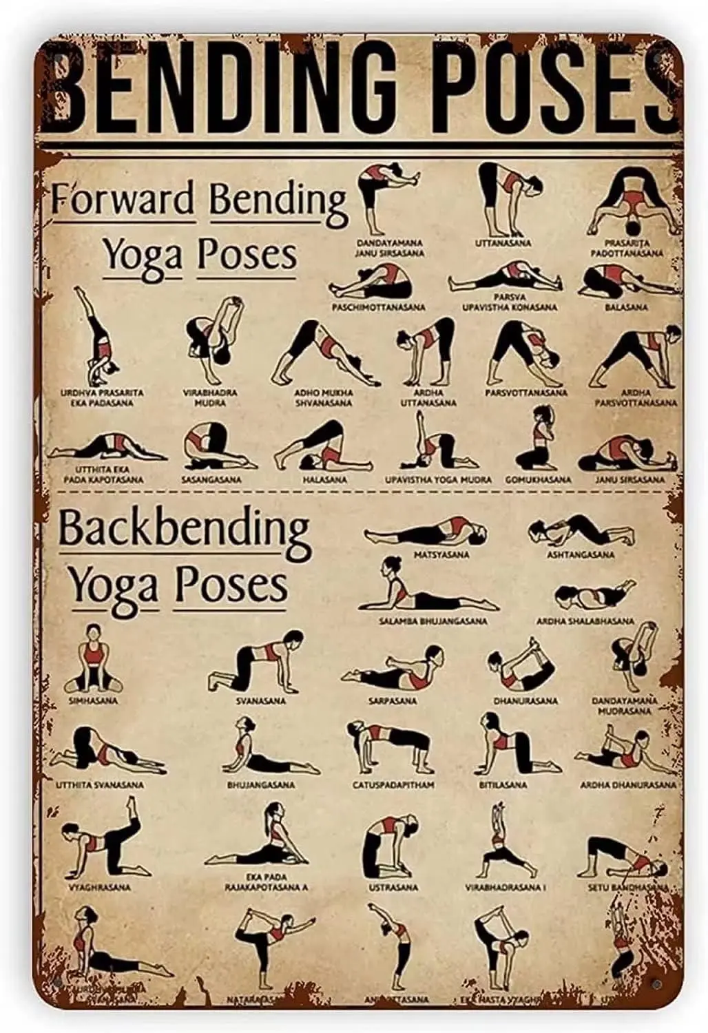 Plaque en métal vintage sur le thème du yoga, motif pose de yoga, affiche amusante pour club, bar, café, salon, salle de bain, cuisine, maison