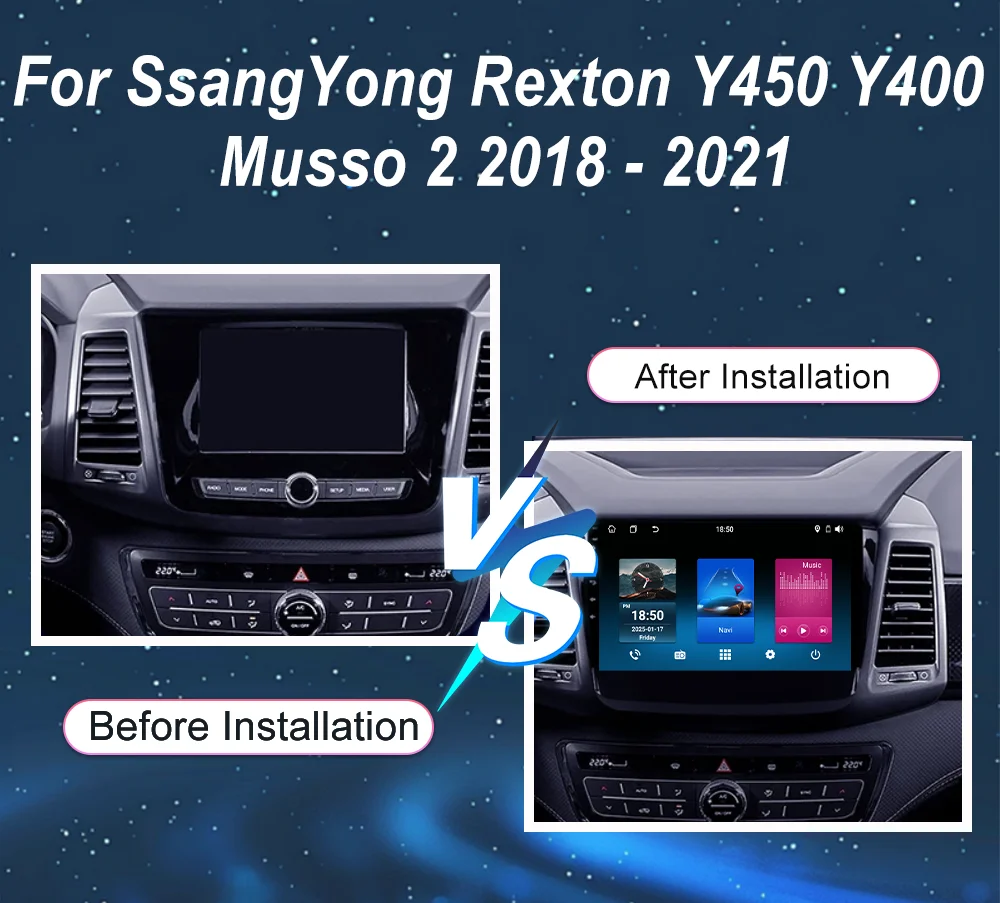سيارة أندرويد 15 راديو ستيريو ل سانج يونج ريكستون Y450 Y400 Musso 2 2018 -2021 السيارات عالية الأداء وحدة المعالجة المركزية مشغل فيديو الوسائط المتعددة