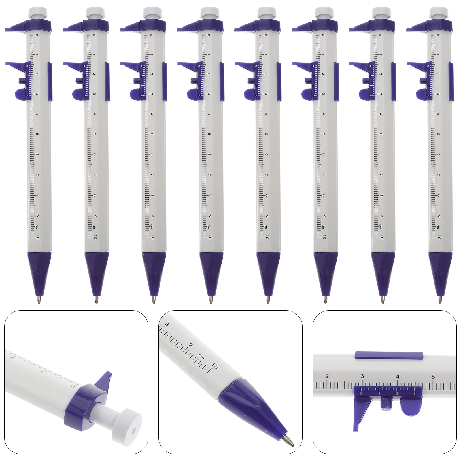 8pcs Slide Caliper Ballpoint Pens Multitool Writing Pen Metal Nib Smooth Writing For Students School Office Stationery Supplies