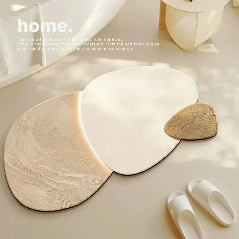 Green Plant Bathroom Absorbent Floor Mat Bathroom Toilet Doorway Shower Room Foot Mat Diatomite Shaped Non-slip Entry Mat