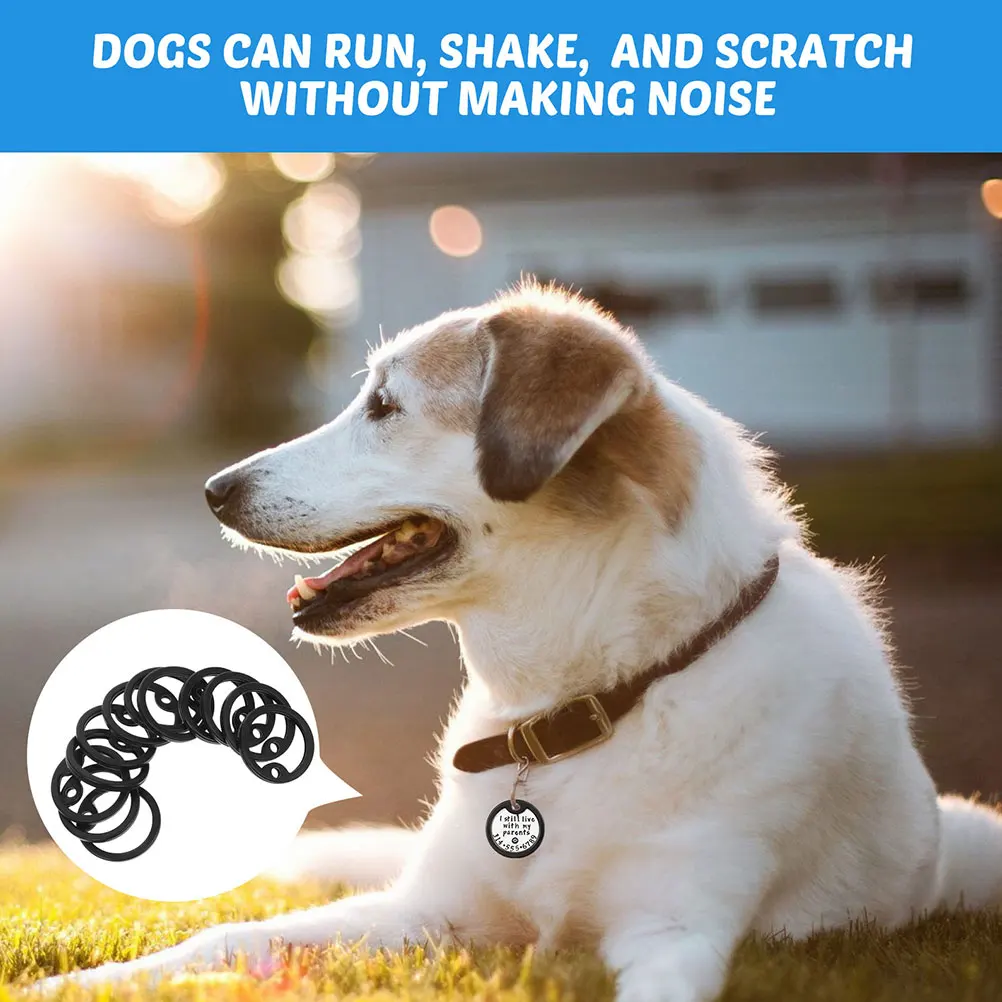 

6pcs Dog Tag Silencer Black Protective Covers Silicone Rings for Pet Supplies ID Tags Mute Name Accessories Dogs