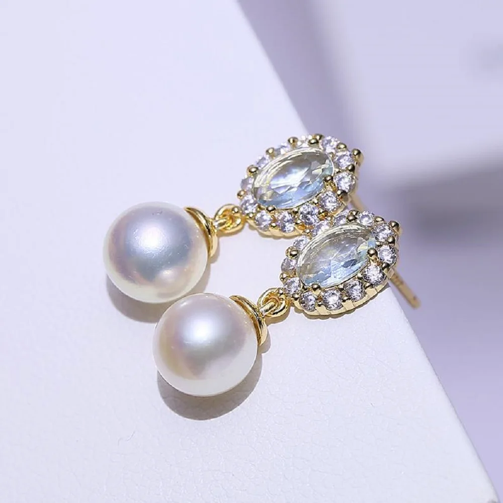 

Серьги из чистого серебра 925 пробы с изысканным жемчугом AAA8-9 мм 9-10 мм 10-11 мм Серьги с натуральным жемчугом Южных морей