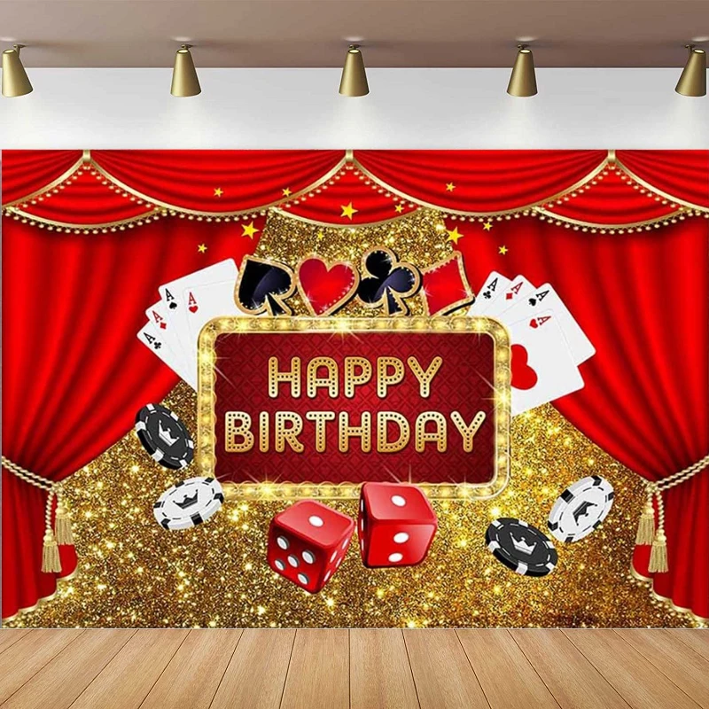 Casino Photography Backdrop Las Vegas Poker Cards Dice Birthday Party Background Cake Table Banner Studio Photo Shoot Poster