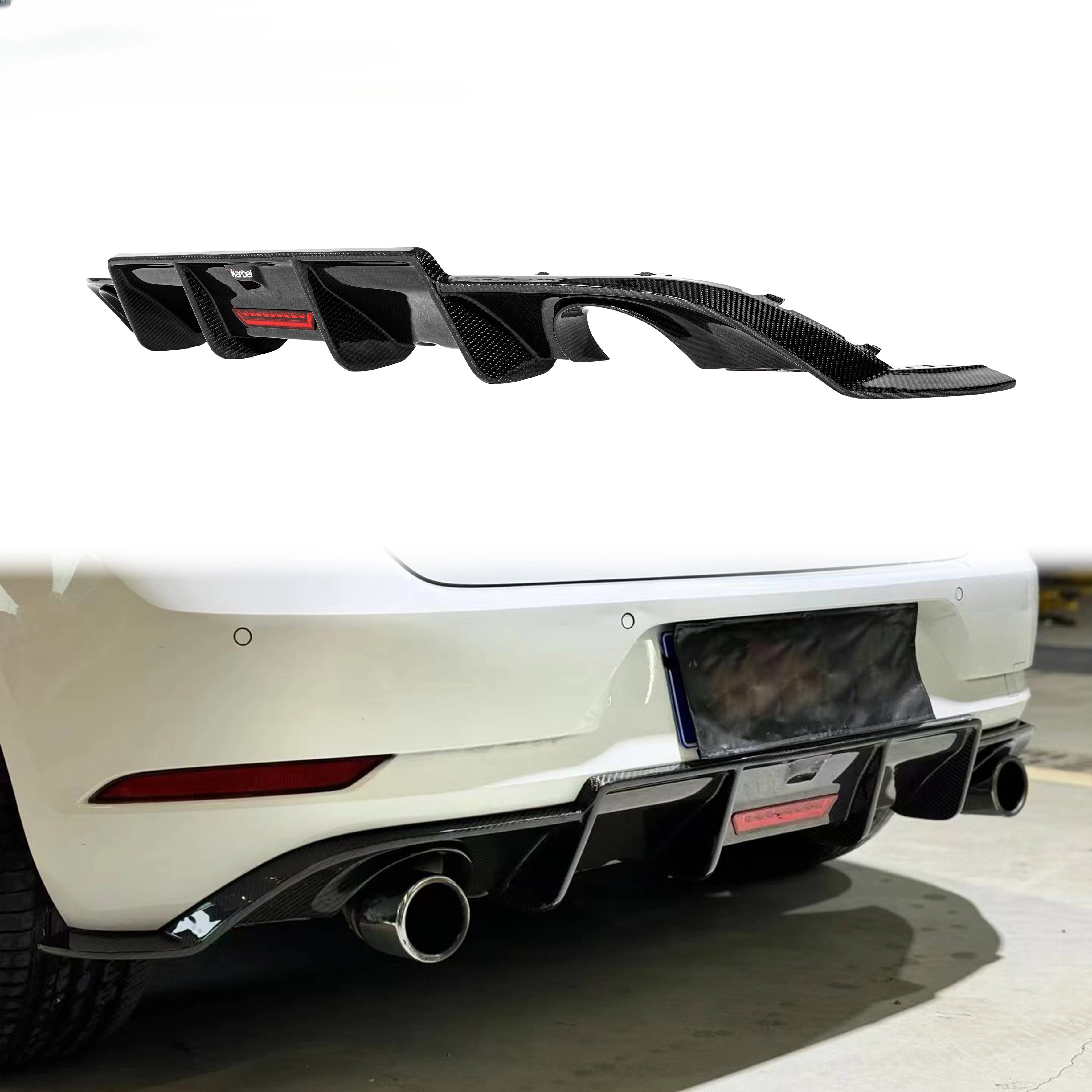 

Karbel Posterior Lip Carbon Fiber LED Rear Bumper Diffuser Kb Style for Golf 7.5 GTI 2017-2020custom