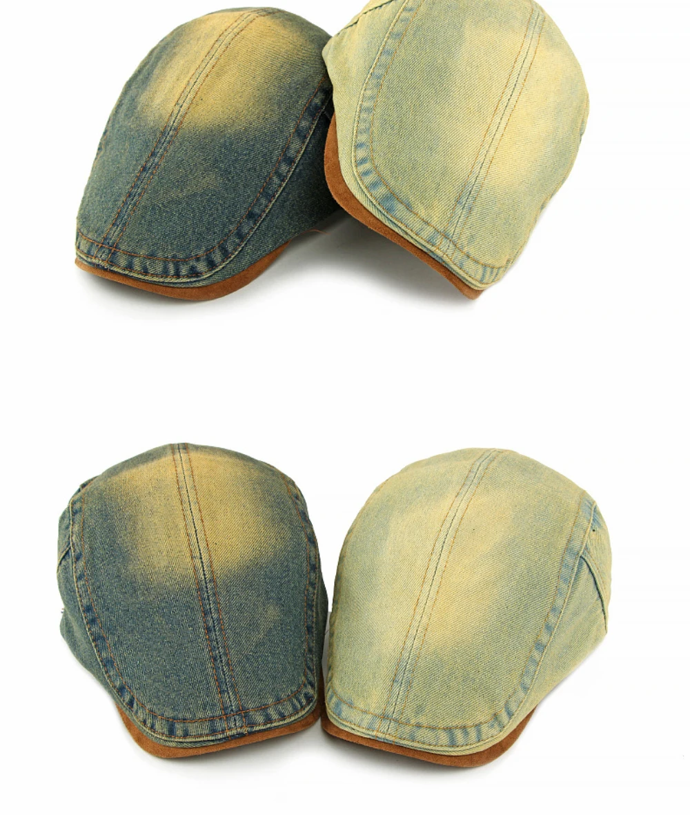 HT5042 Baskenmützen für Männer und Frauen Vintage Künstler Maler Baskenmütze Neue Frühling Sommer Herbst Ivy Flachmütze Herren Damen Denim Baskenmütze – Detail 3
