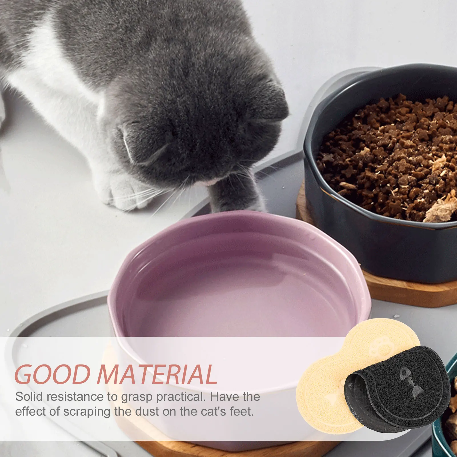 

2Pcs Cat Litter Mats Durable Peach Shape PVC Tear-Resistant Dust Scraper Non-Slip Pet Food Mat Litter Mat