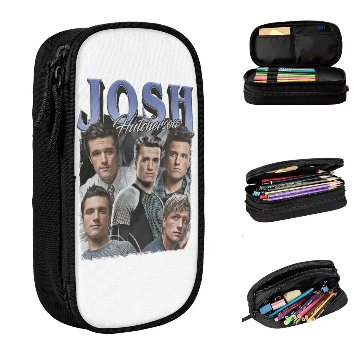 Retro Josh Hutcherson Pencil Case Lovely Pen Holder Bags Student Big Capacity School Supplies Cosmetic Pencilcases