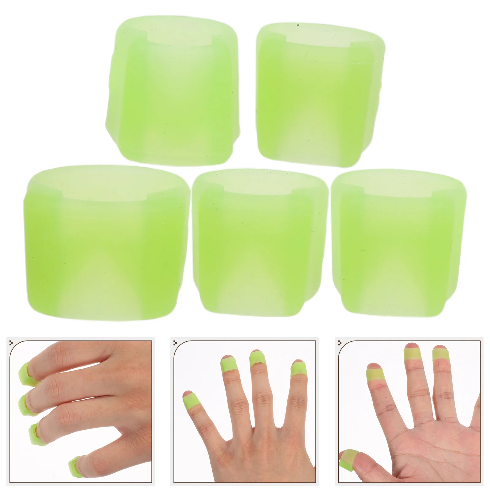 

5pcs Pipa Finger Protectors Silicone Fingertip Covers Beginner Nail Covers Durable Easy Wear For Practice Performance Guitar
