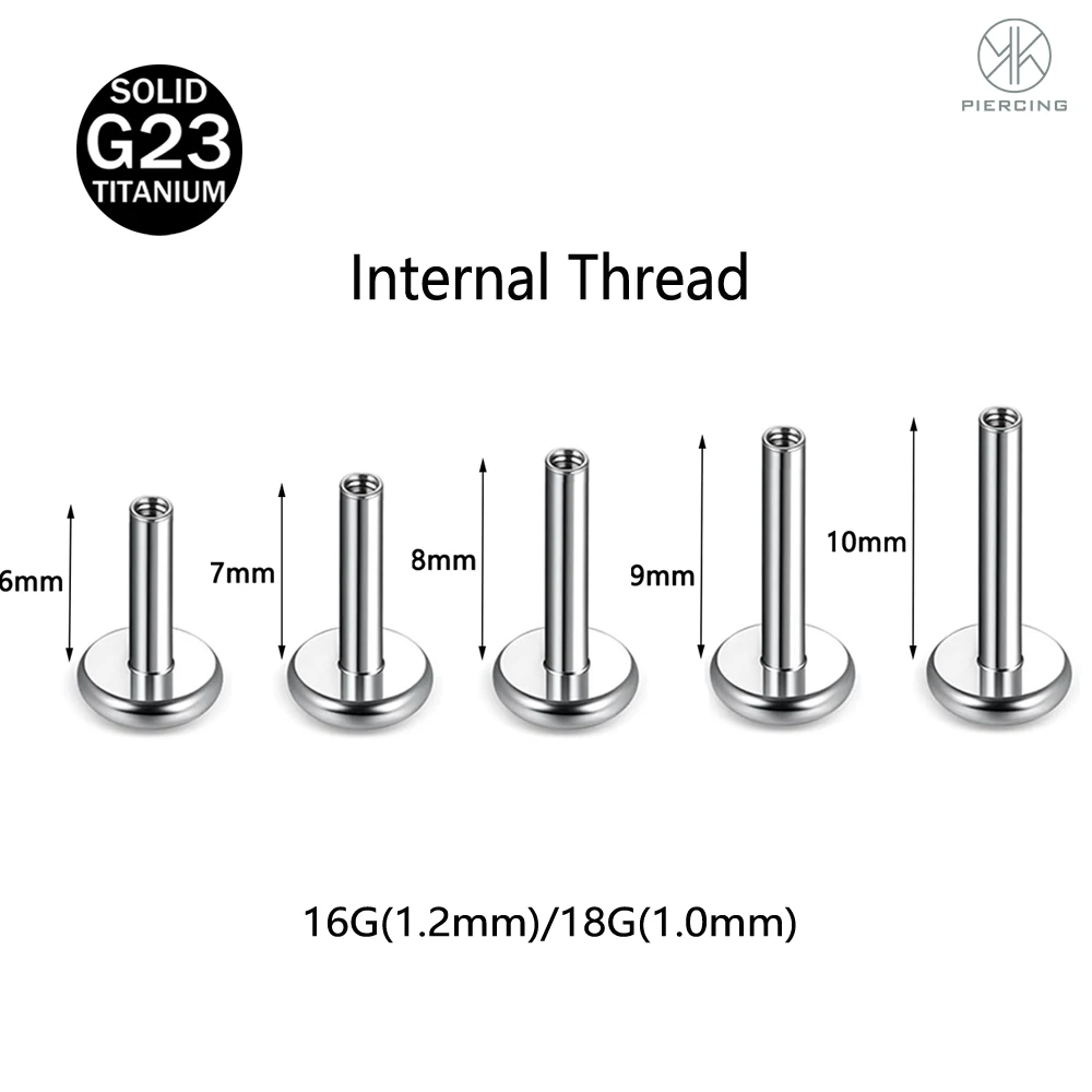 ASTM F136 Titanium 18G 16G Internal Thread 5A Zircon Labert Lip Percing Ear Tragus Cartilalges Stud Body Jewelry