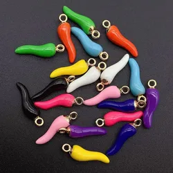 10pcs 20*5mm Chili Horn Charm Alloy Talisman DIY Jewelry Accessories Craft Lucky Pendant Making Vegetabal Charms