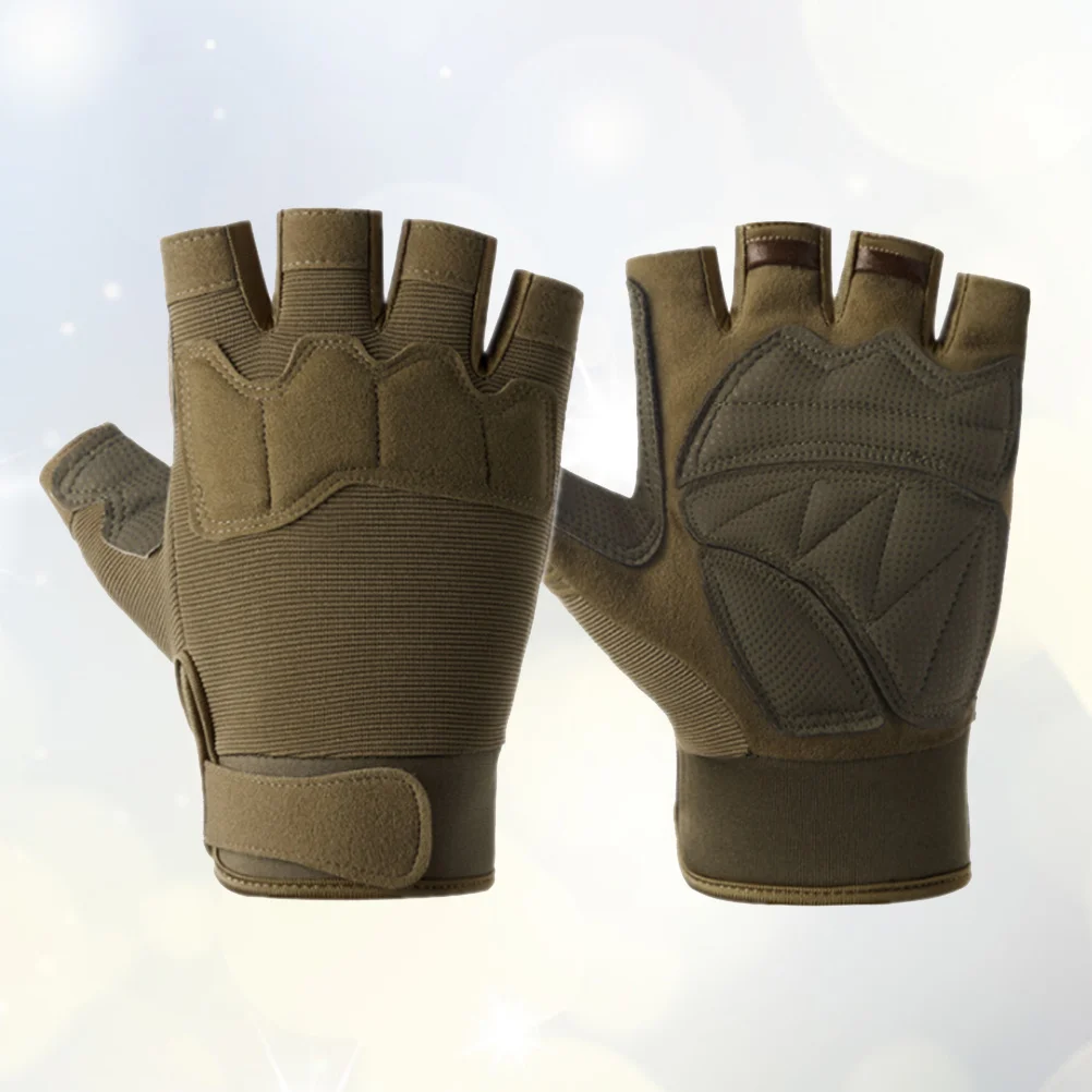 

1Pair Nonskid Half Finger Gloves Cycling Breathable Shockproof Antiskid Thickened Palm Pad for Men Green