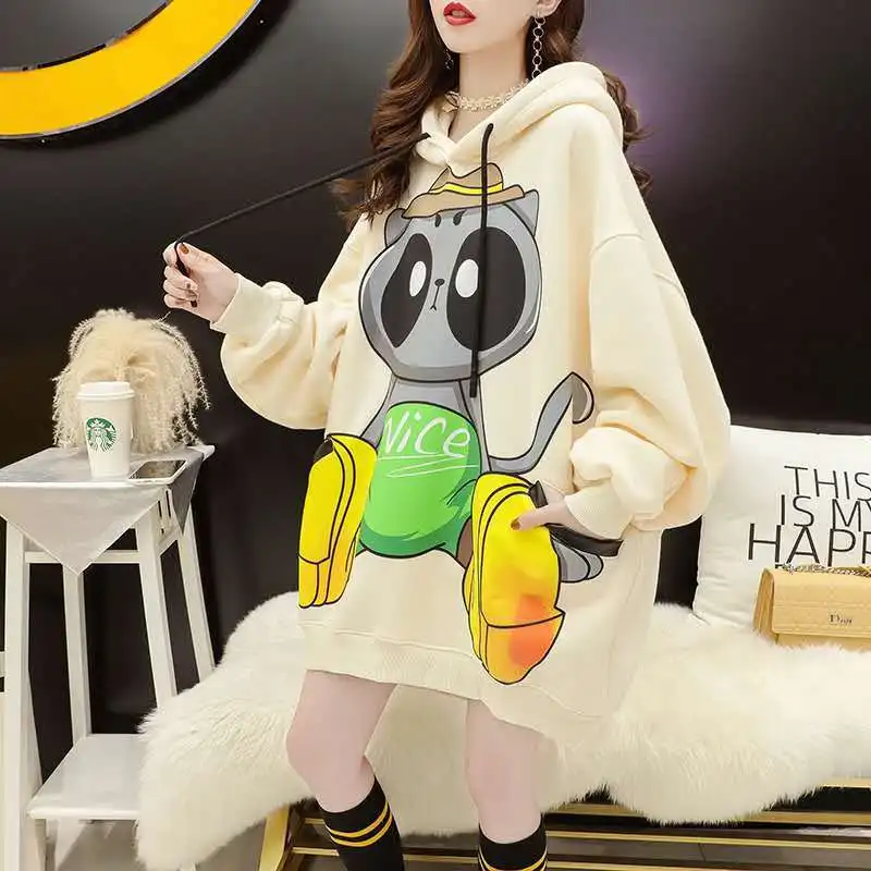 

Tops Kawaii Hoodies Loose Cute Baggy Hooded Manga Anime Sweatshirts for Women Long Dropshiping Autumn and Winter Female Clothes